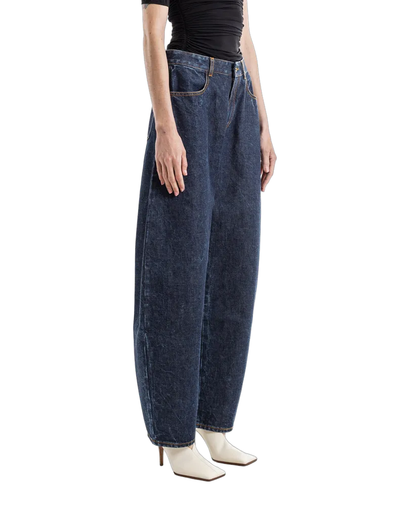 Alaïa Women's Low Round Denim Jeans Dark Blue Trousers Blue