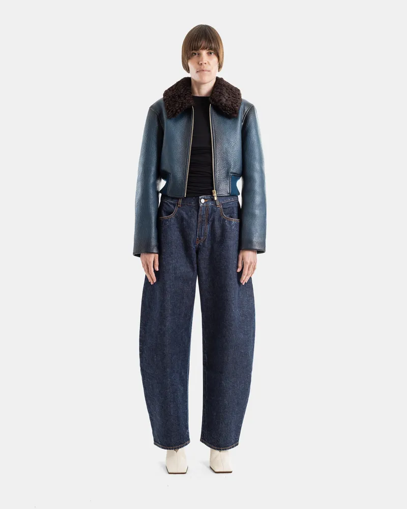 Alaïa Women's Low Round Denim Jeans Dark Blue Trousers Blue