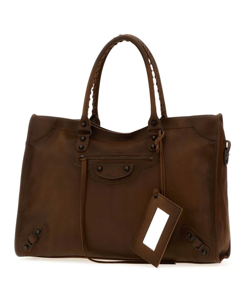 Balenciaga Men's Le City Bag L Caramel Borse A Mano Brown