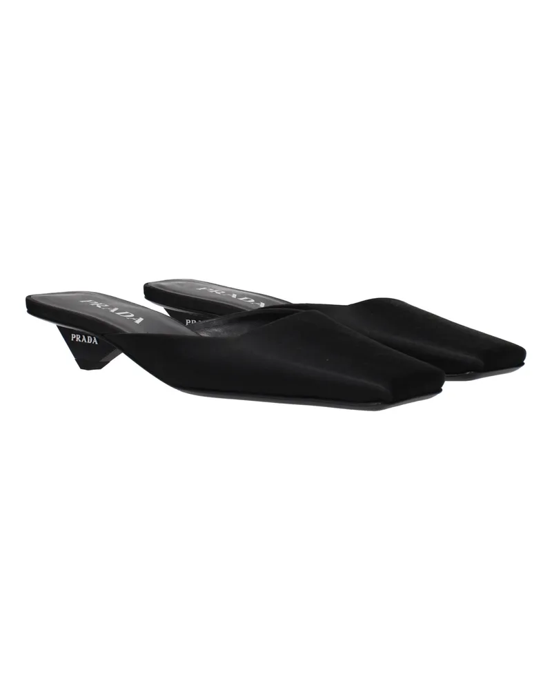Prada Women's Black Satin Flat Sandals Black