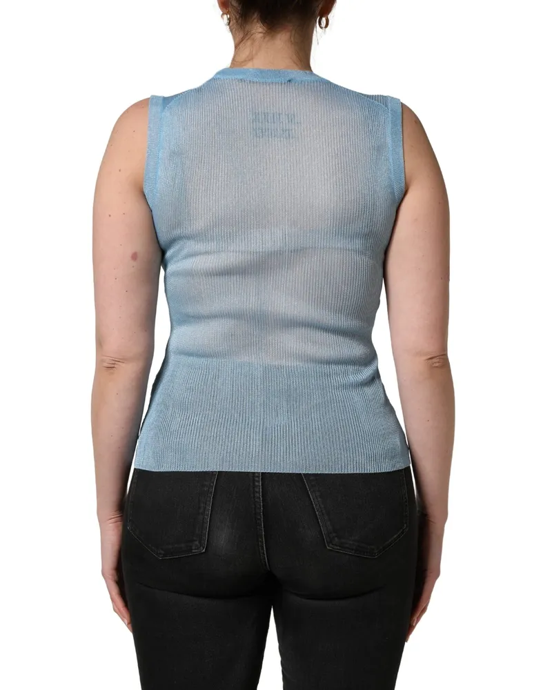 Dolce & Gabbana Ribbed Sleeveless Tank Top — Blue Blue