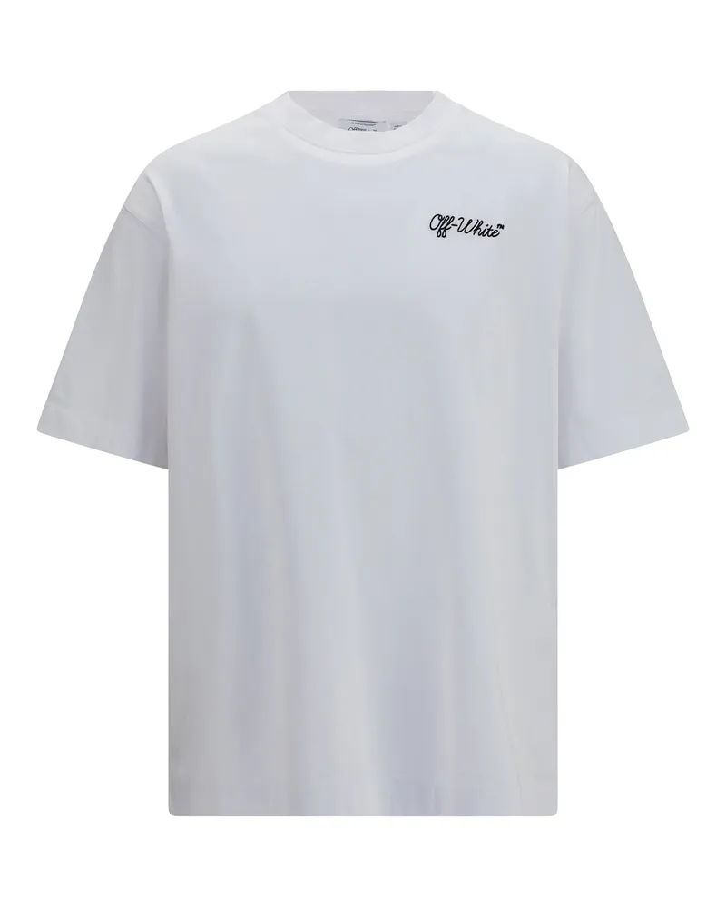 OFF-WHITE Men's Skate T-Shirt Script Logo White Cotton T-Shirts And Polos White