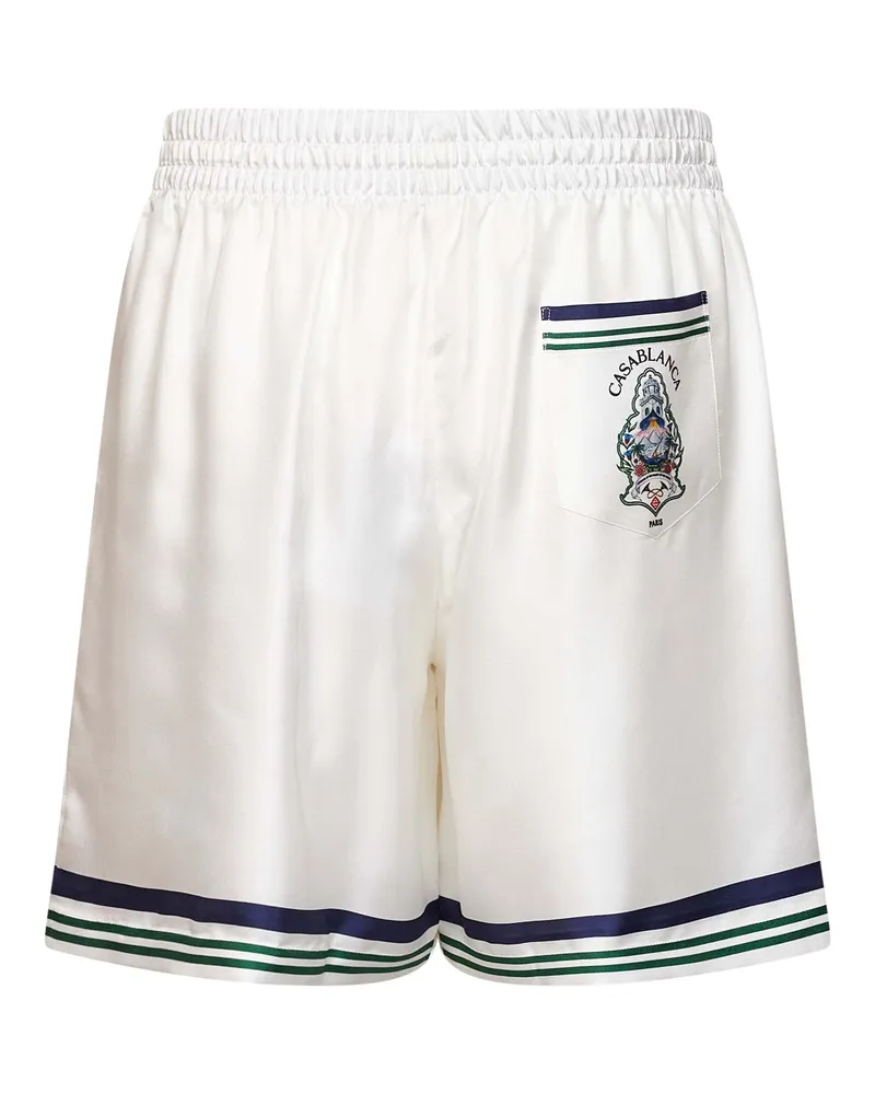 Casablanca Paris Men's Shorts Hotel Emblem White Silk White