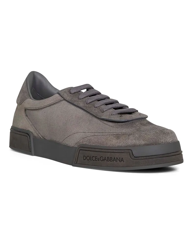 Dolce & Gabbana Men's Grey Suede Portofino Yatch Sneakers Calf Leather Trainers Gray