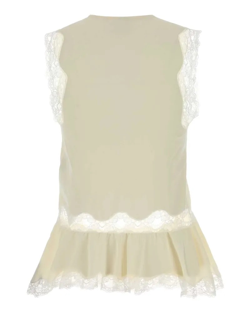 Chloé Women's Lace-Trimmed Silk Blouse Cream Sweater Cream