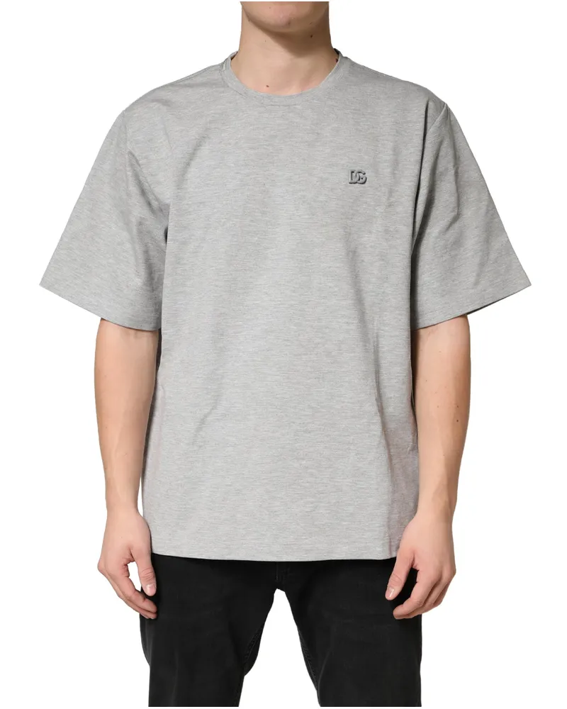 Dolce & Gabbana Men's Grey Cotton Crewneck Short Sleeve T-Shirt Gray Gray