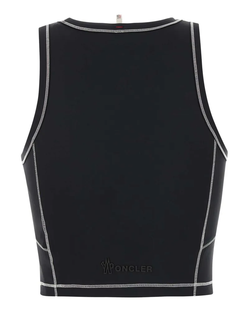 Moncler Women's Stretch Nylon Logo-Embroidered Tank Top Black Elastane Sweater Black