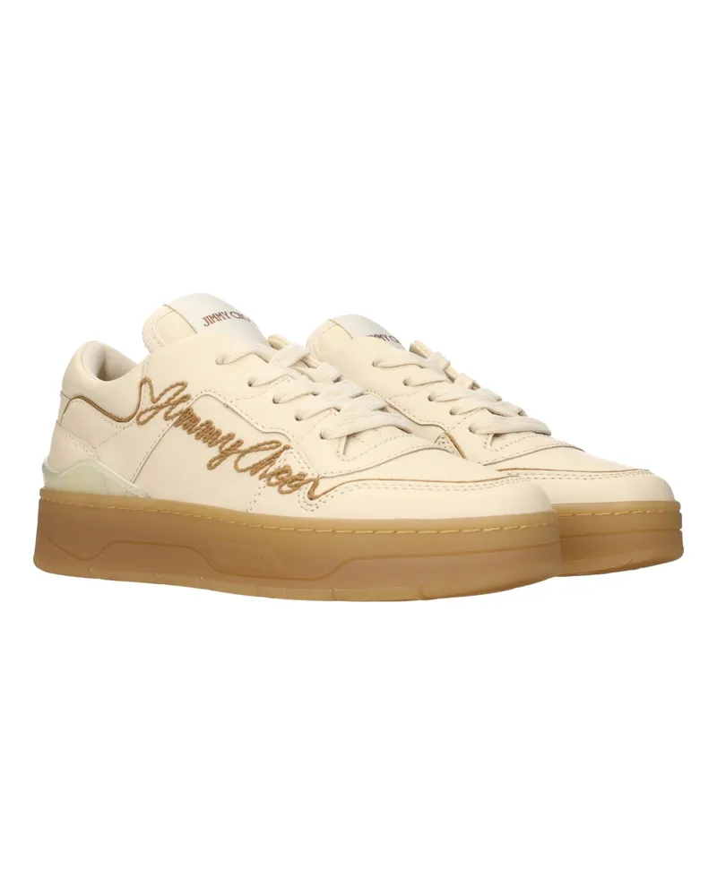Jimmy Choo Women's Beige Leather Low Top Sneakers Beige