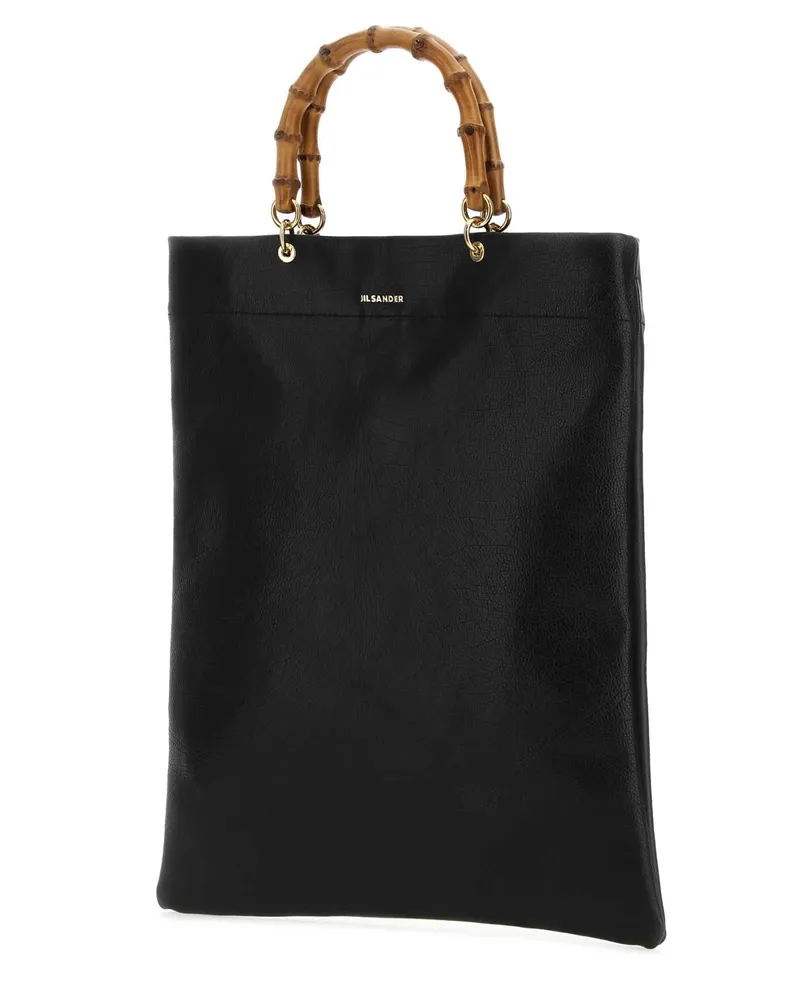 Jil Sander Women's Black Leather Medium Shopping Bag 001 Borse A Mano Black