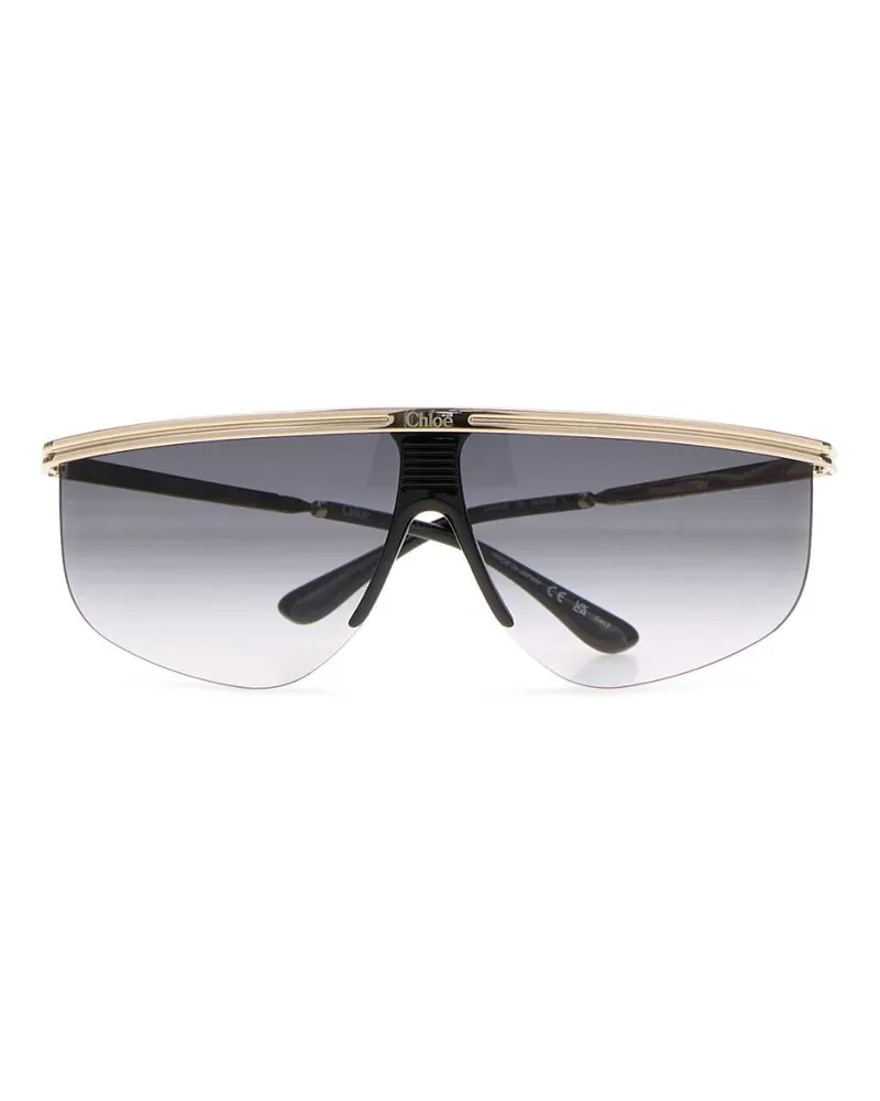 Chloé GOLD-GOLD-RED Metal Shield Sunglasses — Gold Gold
