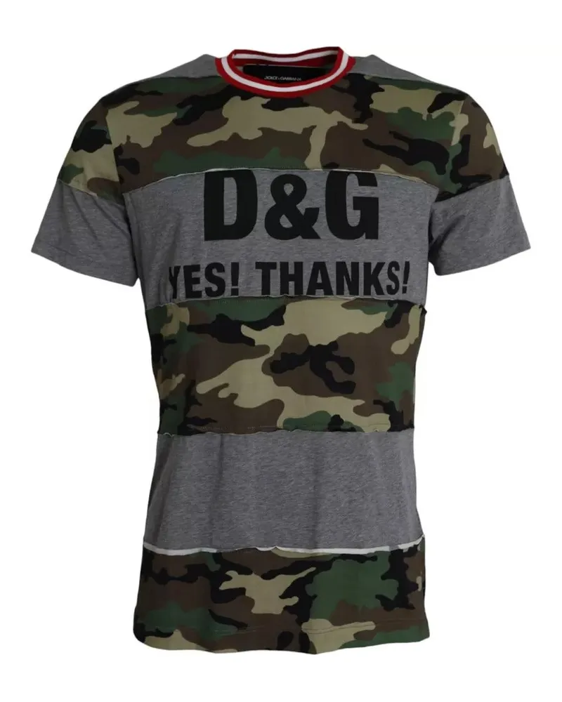 Dolce & Gabbana Multicolor Camouflage Cotton Crew Neck Men T-Shirt Elastane Multicolor