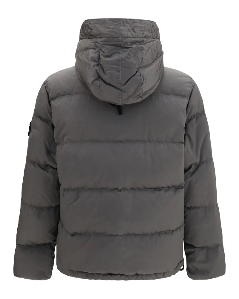 Stone Island Nylon Metal Hooded Puffer Down Jacket — Gray 