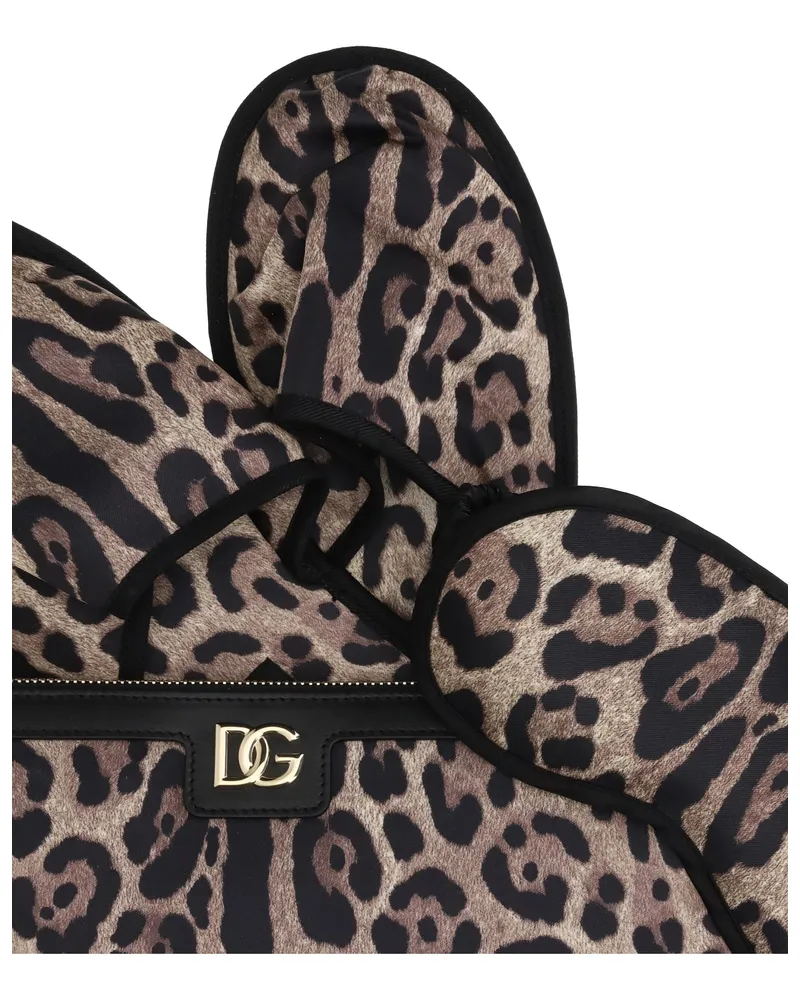 Dolce & Gabbana Unisex Leopard-Print Comfort Kit Leopard Print Polyester Slippers Flat Shoes Multicolor