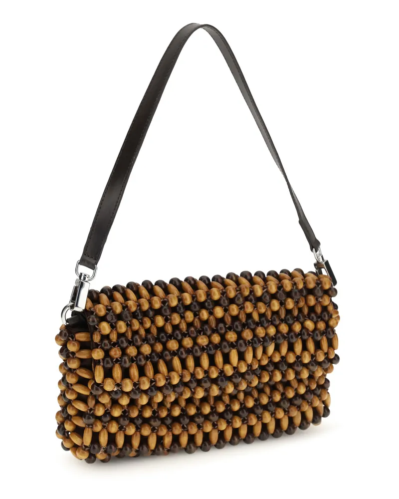 STAUD Women's Shoulder Bag Timmy Multi Wood Beads Multicolor