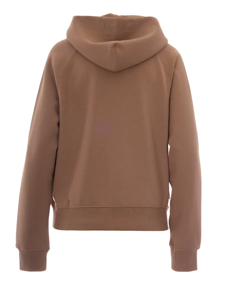 Max Mara Women Hooded Sweatshirt Marea Camel Cotton Sweatshirts Sweater Camel