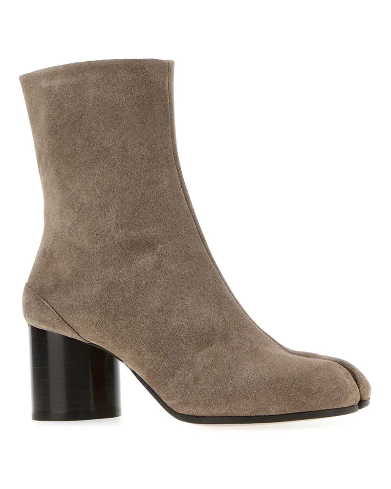 Maison Margiela Suede Block-Heel Boot — Beige Beige