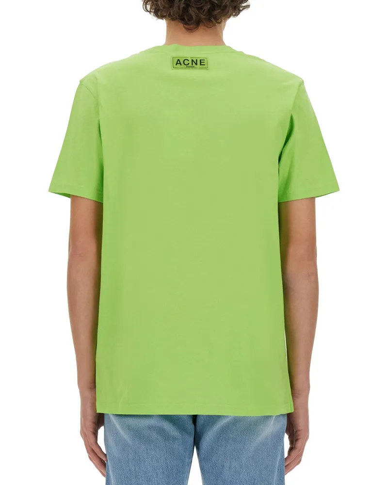 Acne Studios Printed Cotton-Lyocell T-Shirt — Green Green