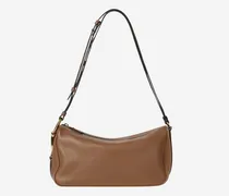 Half Horsebit Leather Shoulder Bag — Brown