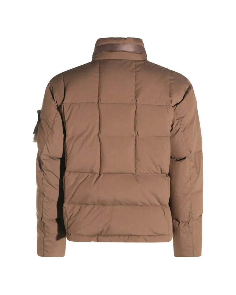 Stone Island Quilted High-Neck Down Jacket — Brown Brown