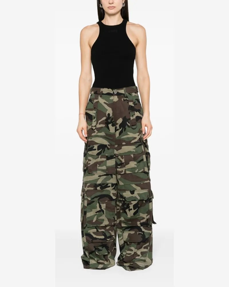 VETEMENTS Logo-Embroidered Cotton Tank Top — Black Black