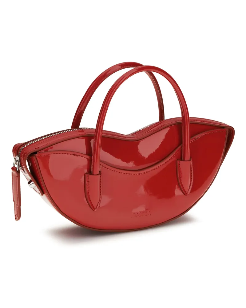 Fiorucci Women's Mini Lips Shoulder Bag Red Calf Leather Bos Taurus Red