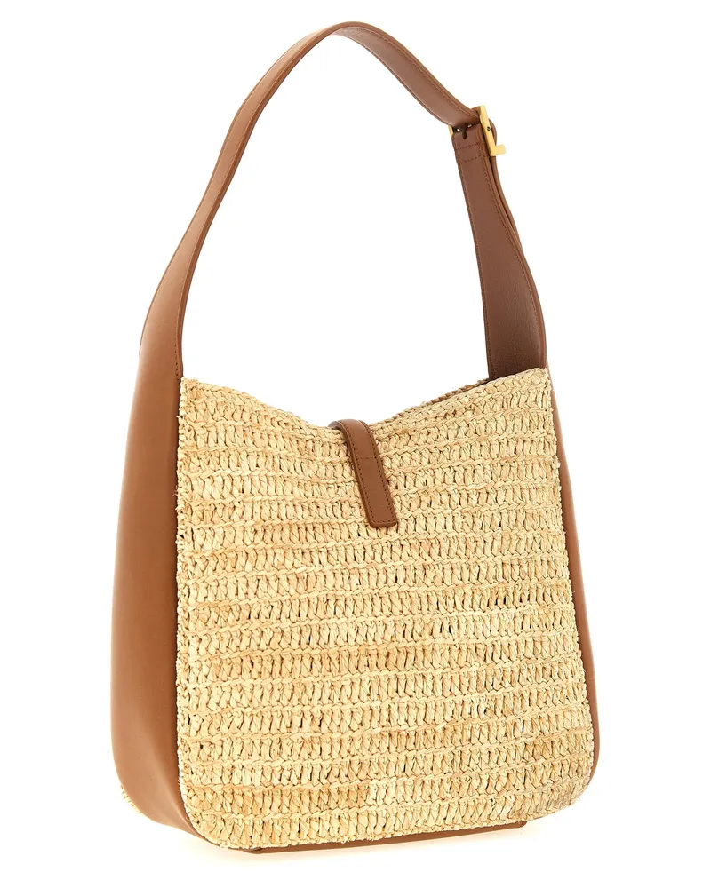 Saint Laurent Women's Beige Raffia Shoulder Bag Beige