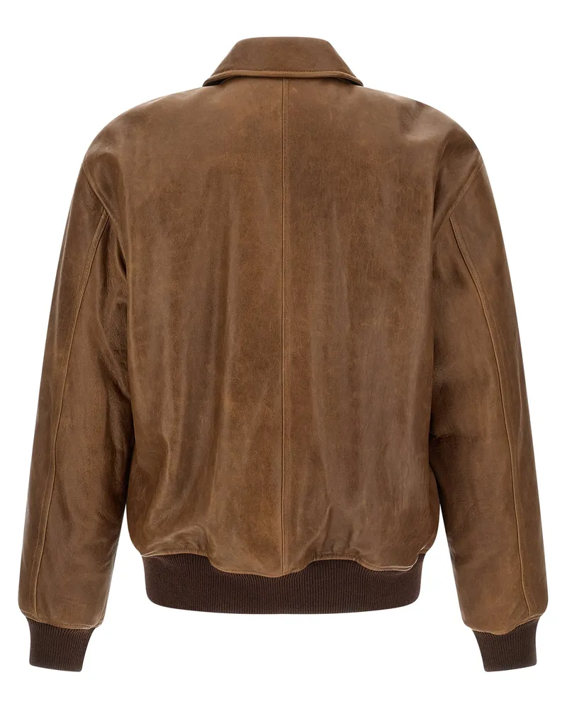 Saint Laurent Men's Brown Lamb Leather Jacket Clothing Brown