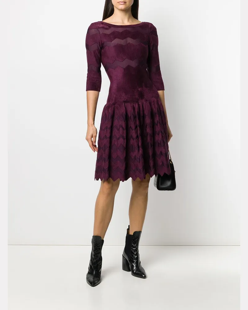 Alaïa Women's Chevron-Patterned Midi Dress Aw19 W Burgundy
