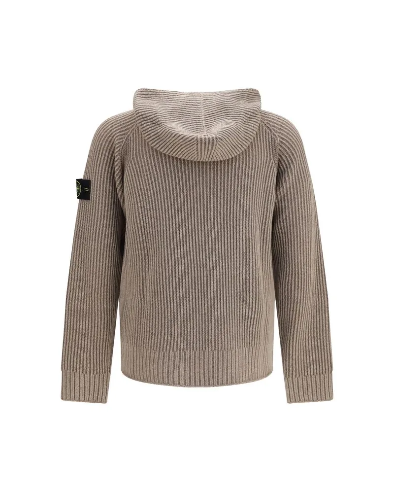 Stone Island Ribbed Cashmere Hoodie — Beige Beige