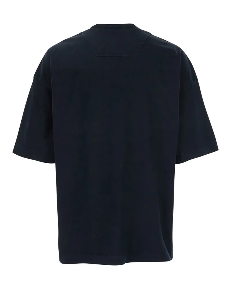 JUUN.J Men Blue T-Shirt With Embroidered Logo Cotton T-Shirts And Polos Navy