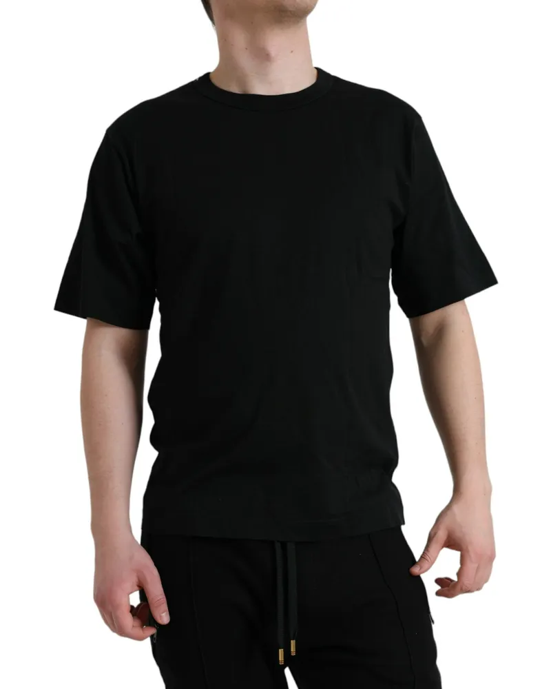 Dolce & Gabbana Logo-Embossed Cotton T-Shirt — Black Black