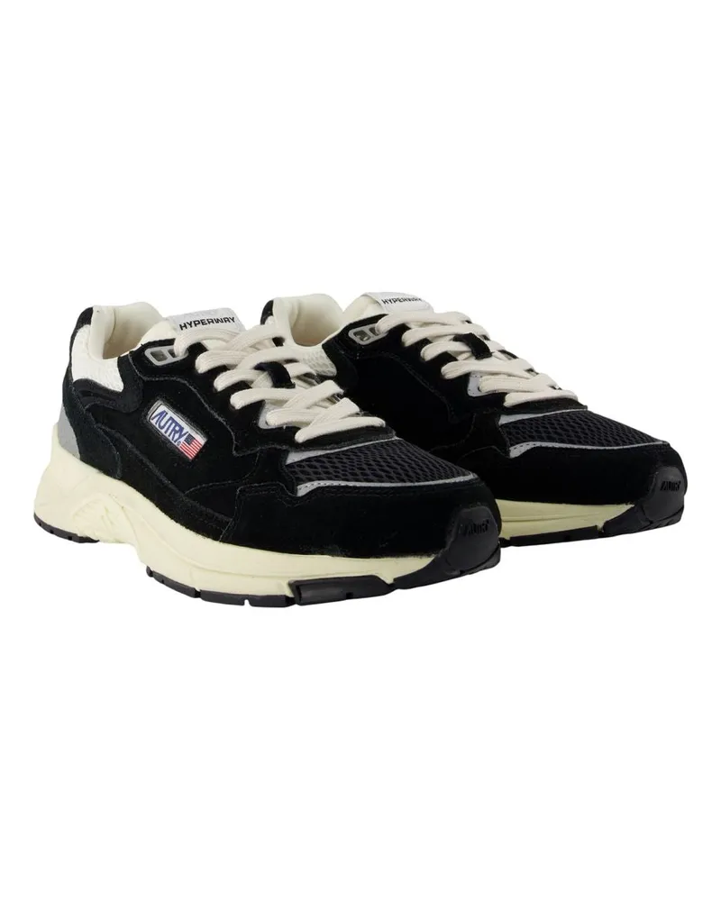 AUTRY Unisex Hyperway Low Sneakers -  Leather Black Calfskin Shoes Black