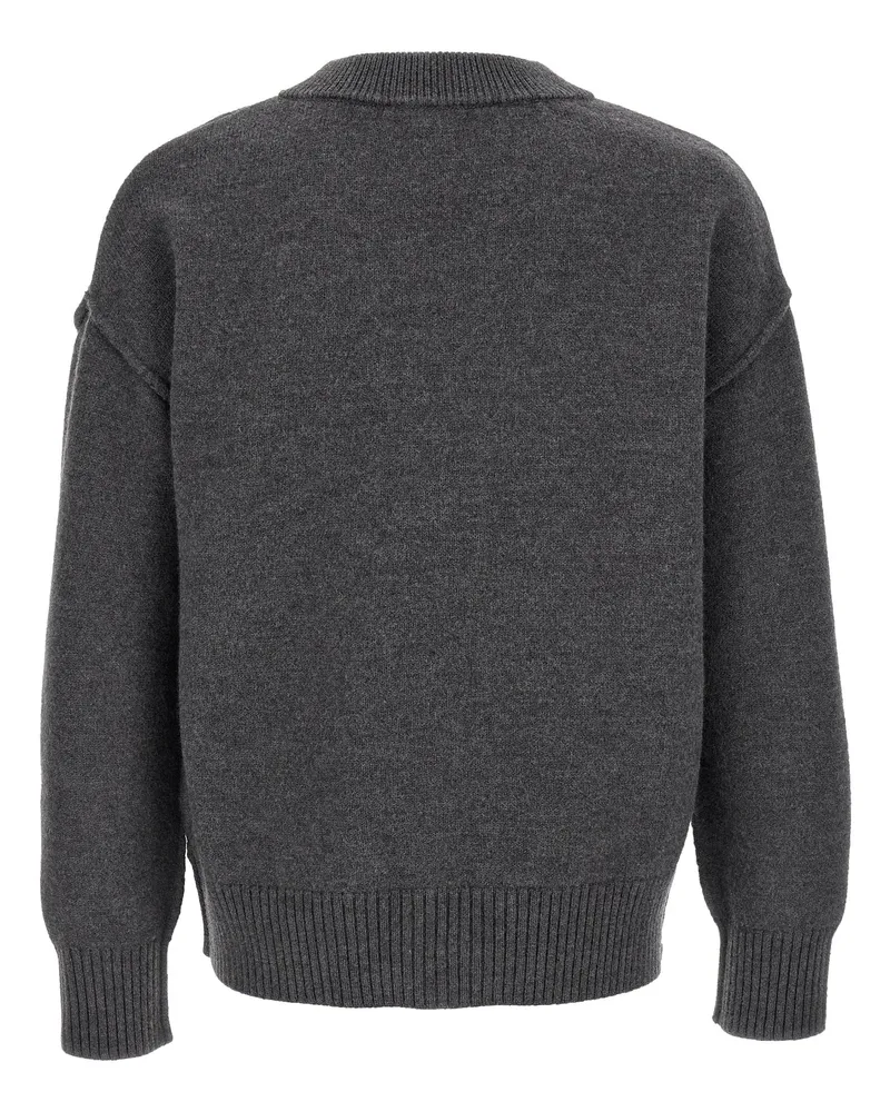 AMI Paris Men's Gray Wool Cardigan Clothing Gray