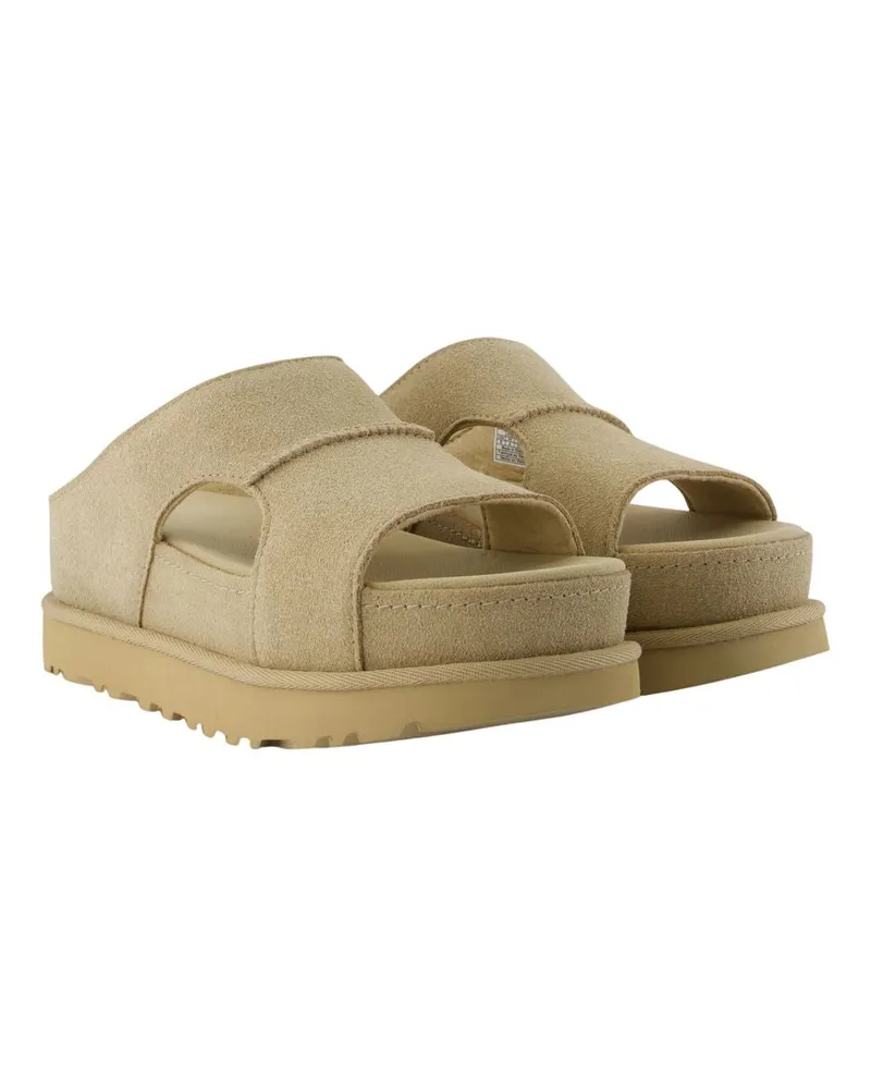 UGG Women's Goldenstar Hi Cutout Sandals -  Leather Khaki Calfskin Shoes Khaki