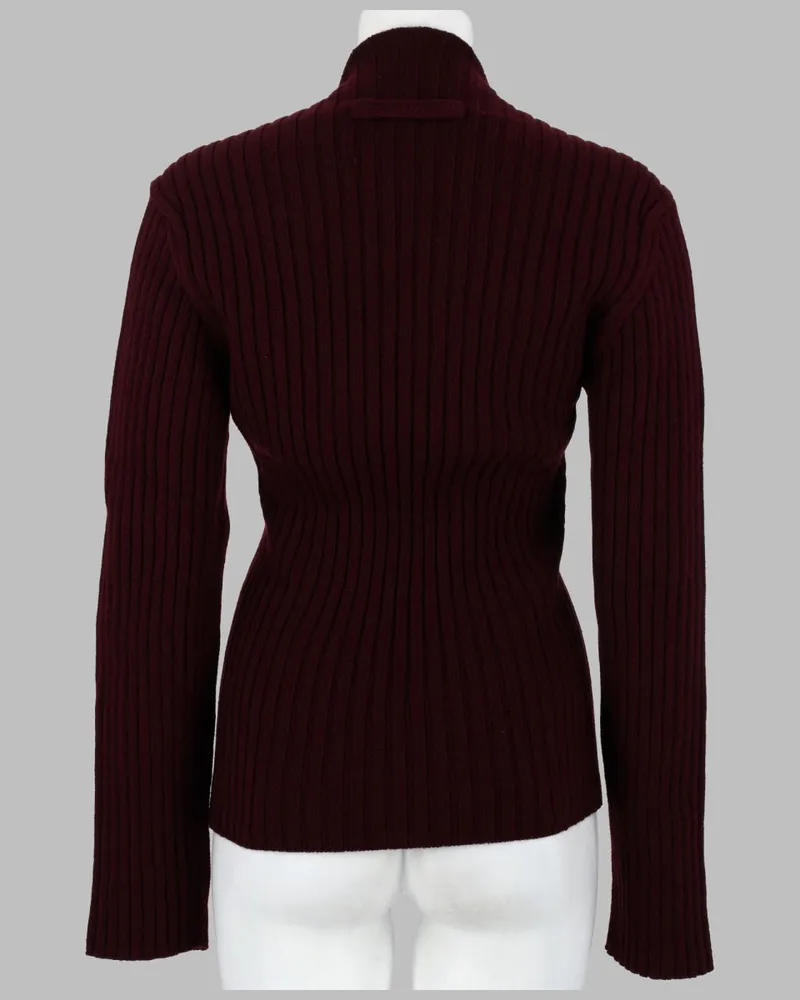 Victoria Beckham Ribbed Wool-Cashmere Sweater — Burgundy Burgundy