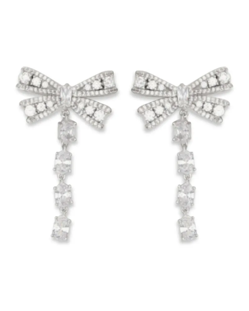 Self-Portrait Women's Drop Earrings Crystal Bow Silver Brass Silver