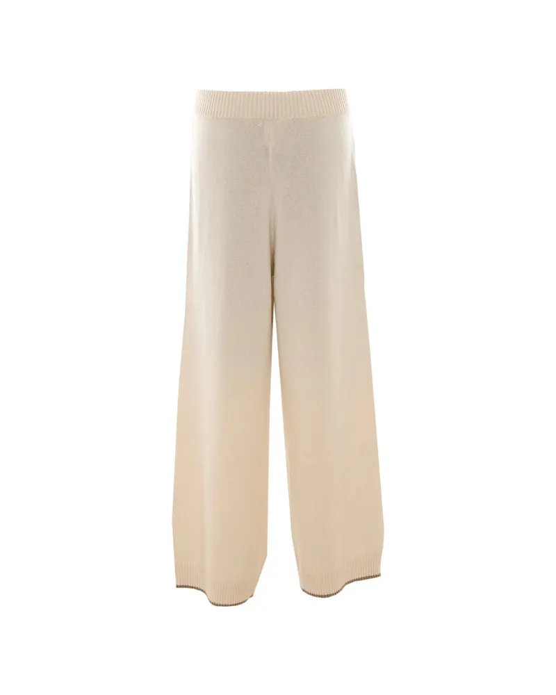 Brunello Cucinelli Flared Cashmere Trousers — Beige Beige