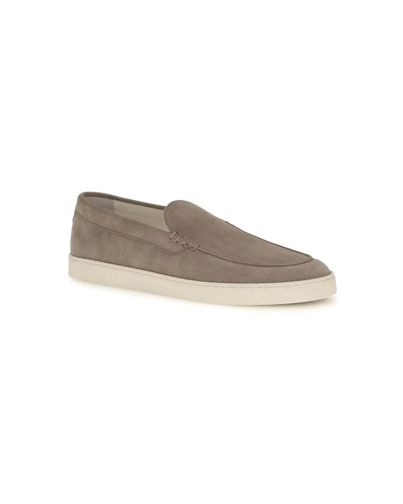 Brunello Cucinelli Men's Gray Calf Leather Bos Taurus Slip-On Loafers Gray