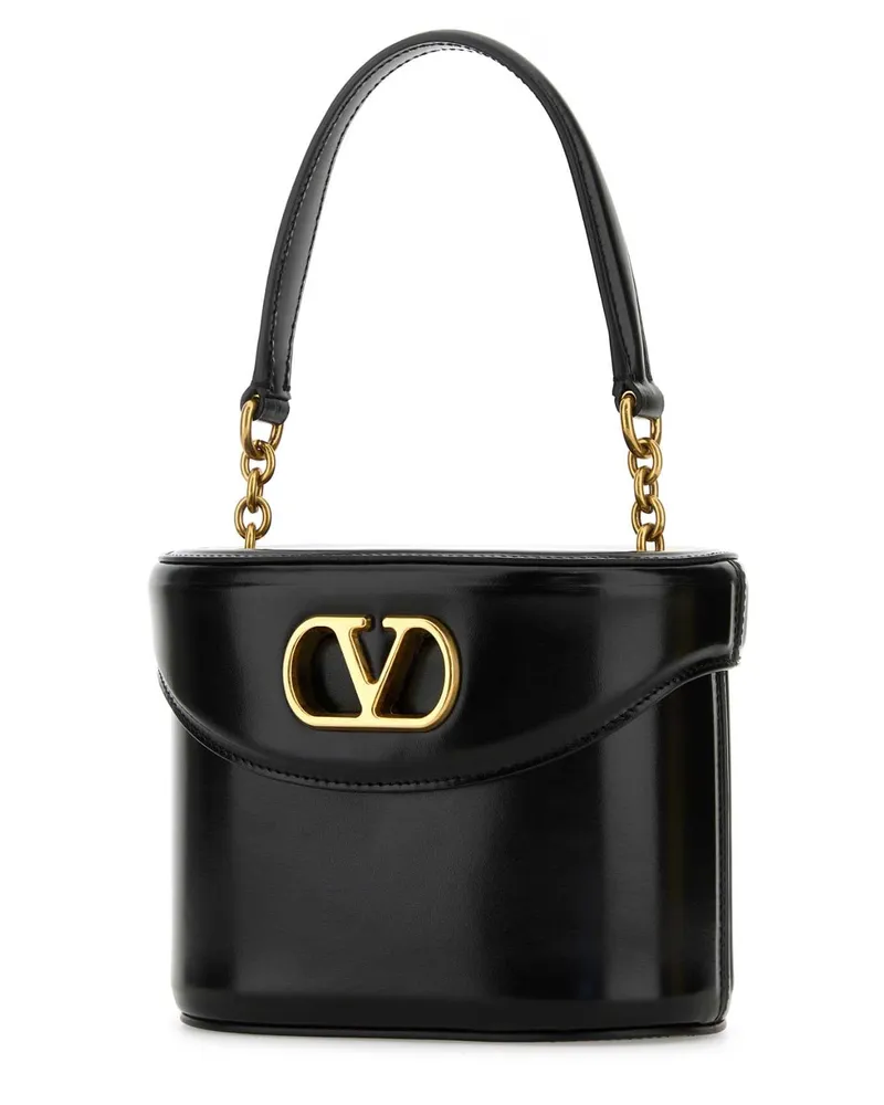 Valentino Garavani Women's Black Leather Vlogo Signature Bucket Bag Nero Calf - Bos Taurus Borse A Mano Black