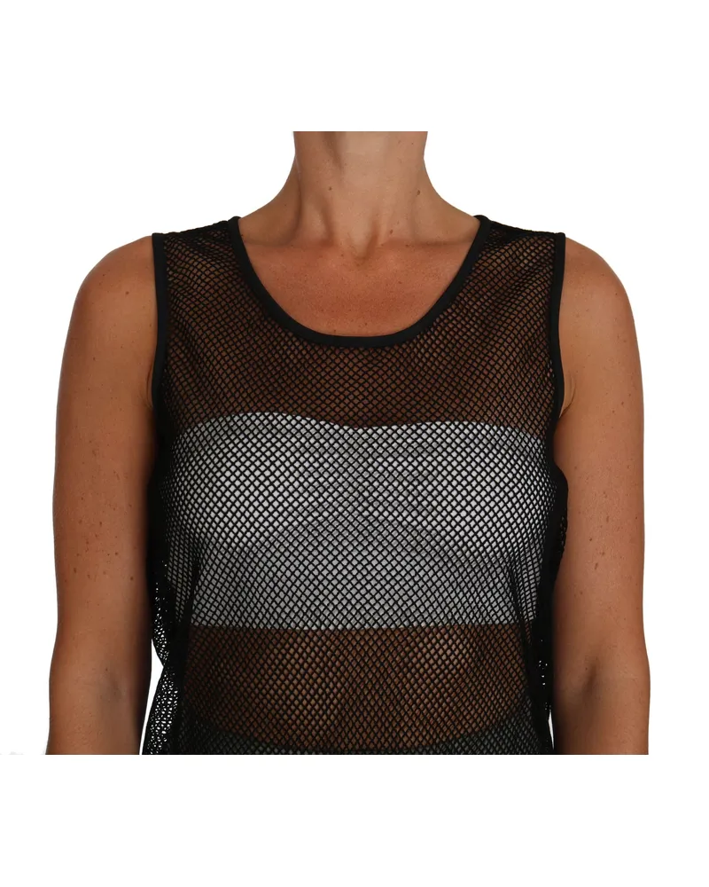 Dolce & Gabbana Women's Black Mesh Transparent Blouse T-Shirt Black