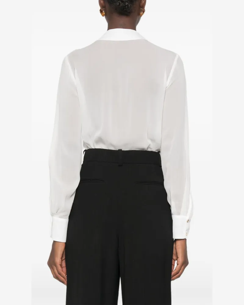 Elisabetta Franchi Chain-Detail Wrap-Front Bodysuit — White White