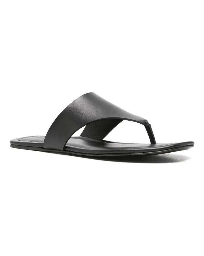 Kiton Leather Thong Thong Sandal — Black Black