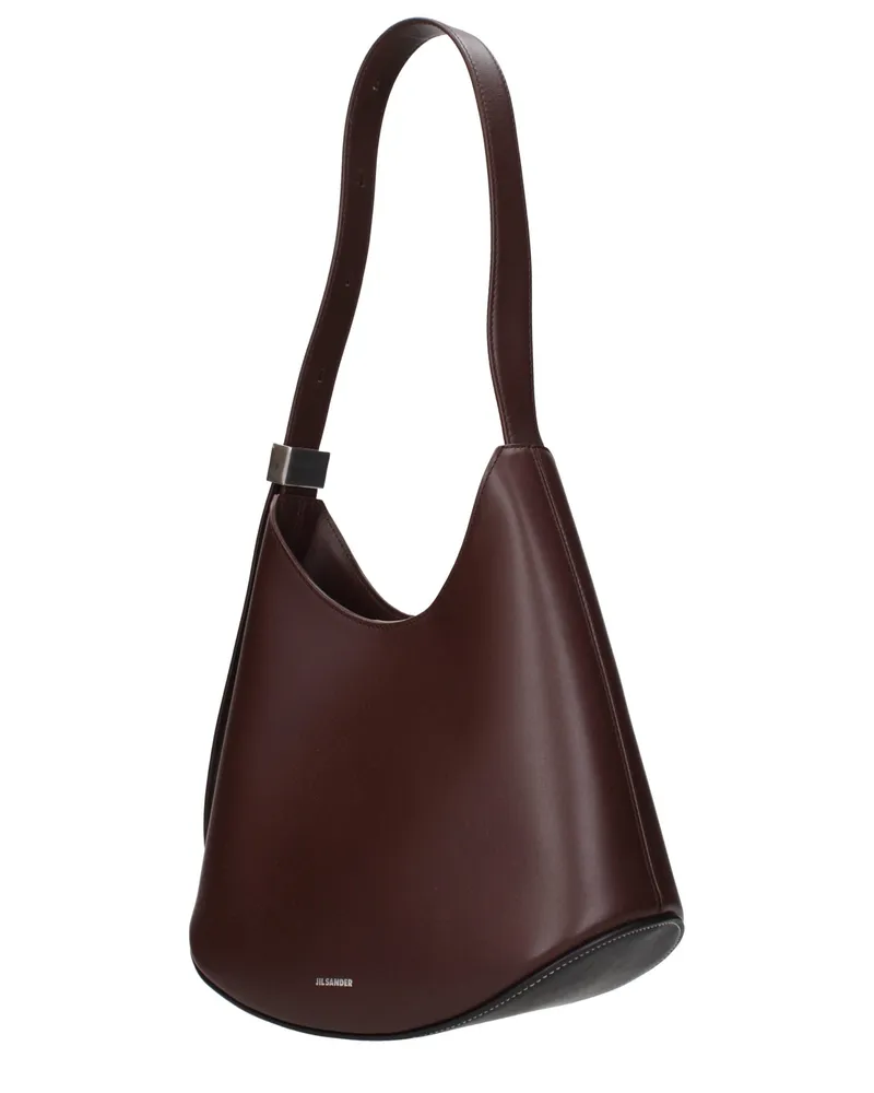 Jil Sander Women's Red Leather Shoulder Bag Brown