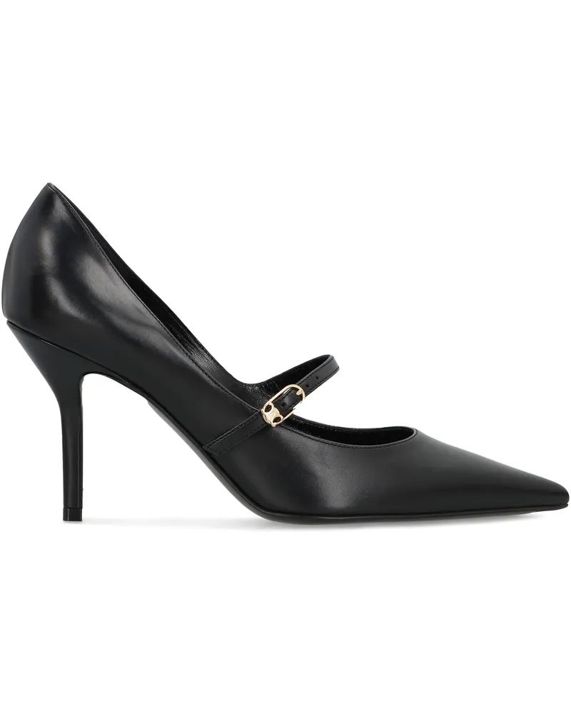 Celine Women's Judy Strappy Décolleté Leather Black Calf Pumps High Heel Shoes Black