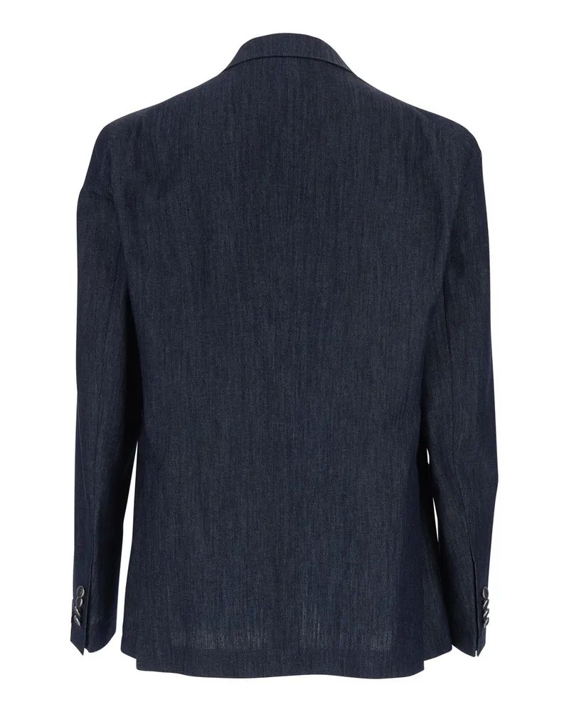 Tagliatore Men's Denim Jacket Blue Cotton Blazers Blue