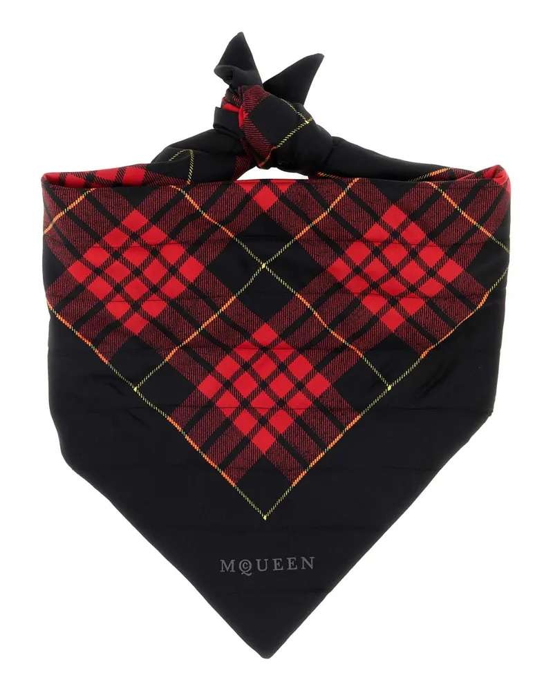 Alexander McQueen Tartan Silk Scarf — Black Black