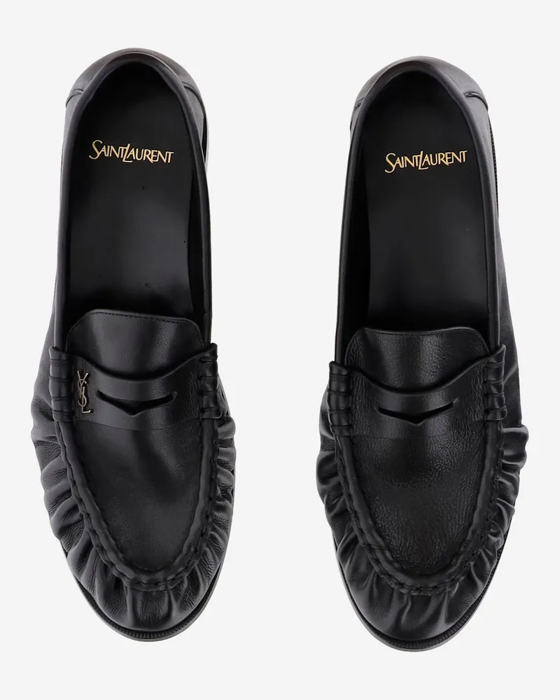 Saint Laurent Men's Loafers Soft Leather Black Black