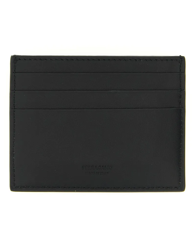 Ferragamo Men's Black Calfskin Cardholder Accessory Black
