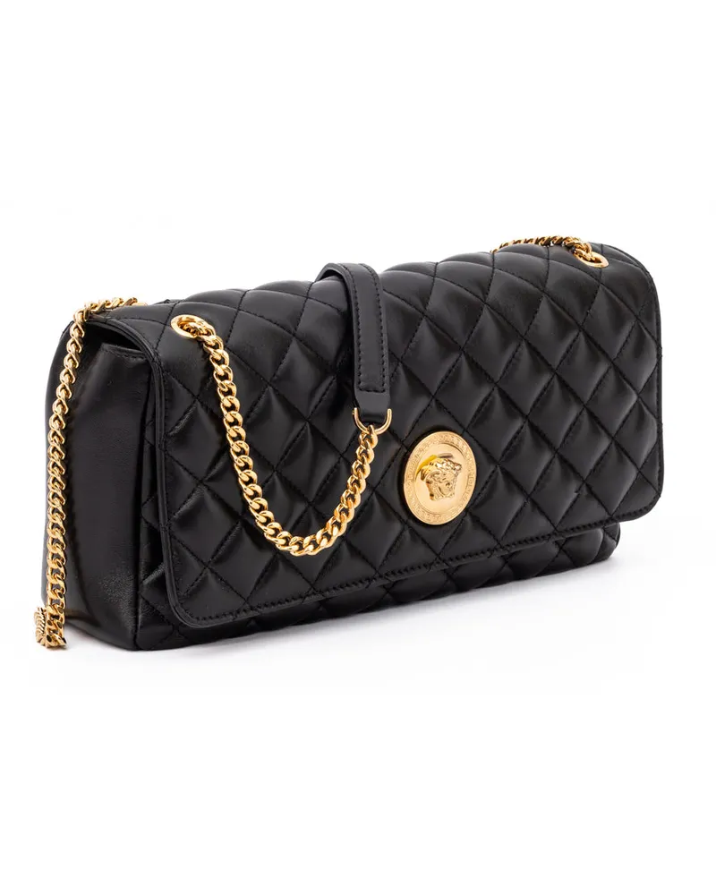 Versace Women's Black Quilted Leather Shoulder Strap Bag Black