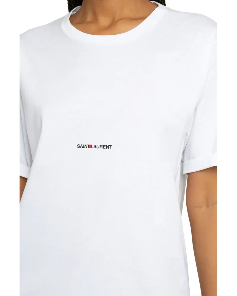 Saint Laurent Women's Cotton Crew-Neck T-Shirt White T-Shirts & Jerseys White